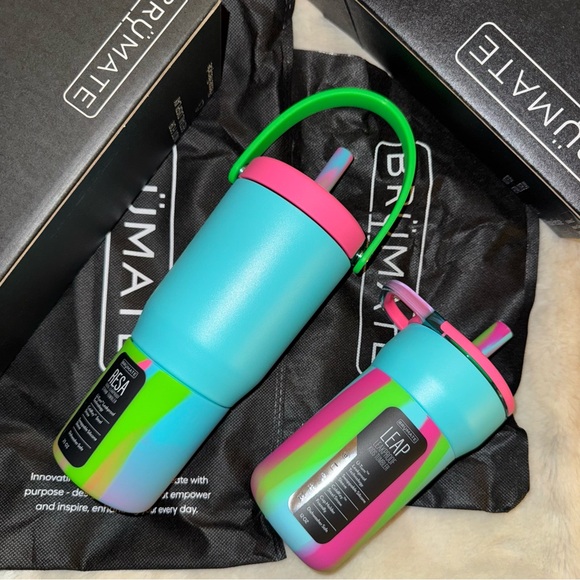 NEW! BRUMATE Mommy & Me Neon Rainbow Swirl Resa 25oz & 12oz LEAP Straw Tumblers - Picture 15 of 16